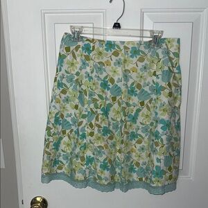 90’s Floral A-Line Skirt in Green and Blue